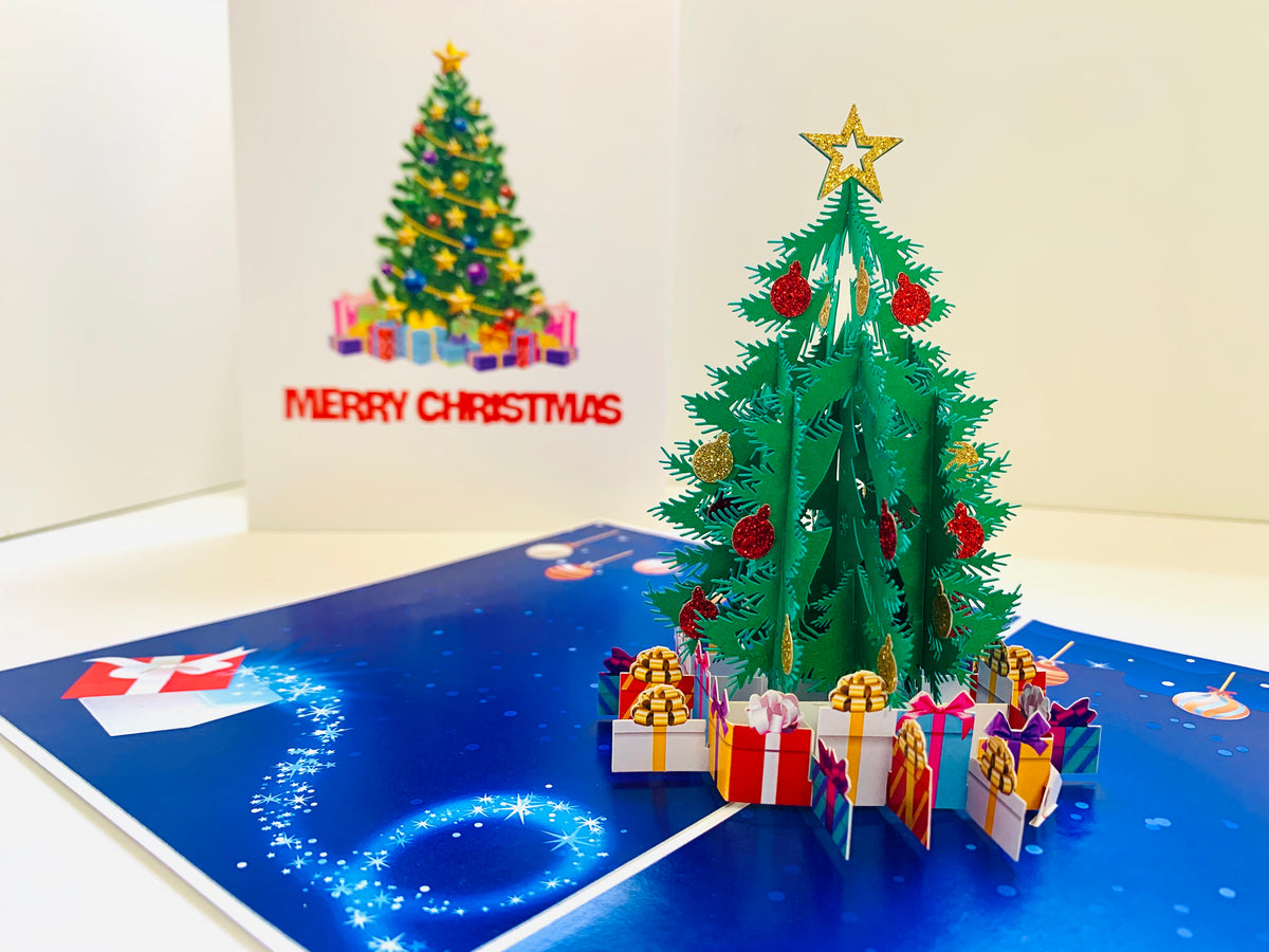 Festive Christmas Tree Origami Pop Cards 3D Pop Up Greeting Card Merry Christmas Thank You Handmade Best Wishes Blank Card Gift Happy Holidays Celebrate the Special Day Moment with Family and Friends
