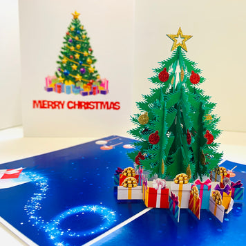Festive Christmas Tree Origami Pop Cards 3D Pop Up Greeting Card Merry Christmas Thank You Handmade Best Wishes Blank Card Gift Happy Holidays Celebrate the Special Day Moment with Family and Friends