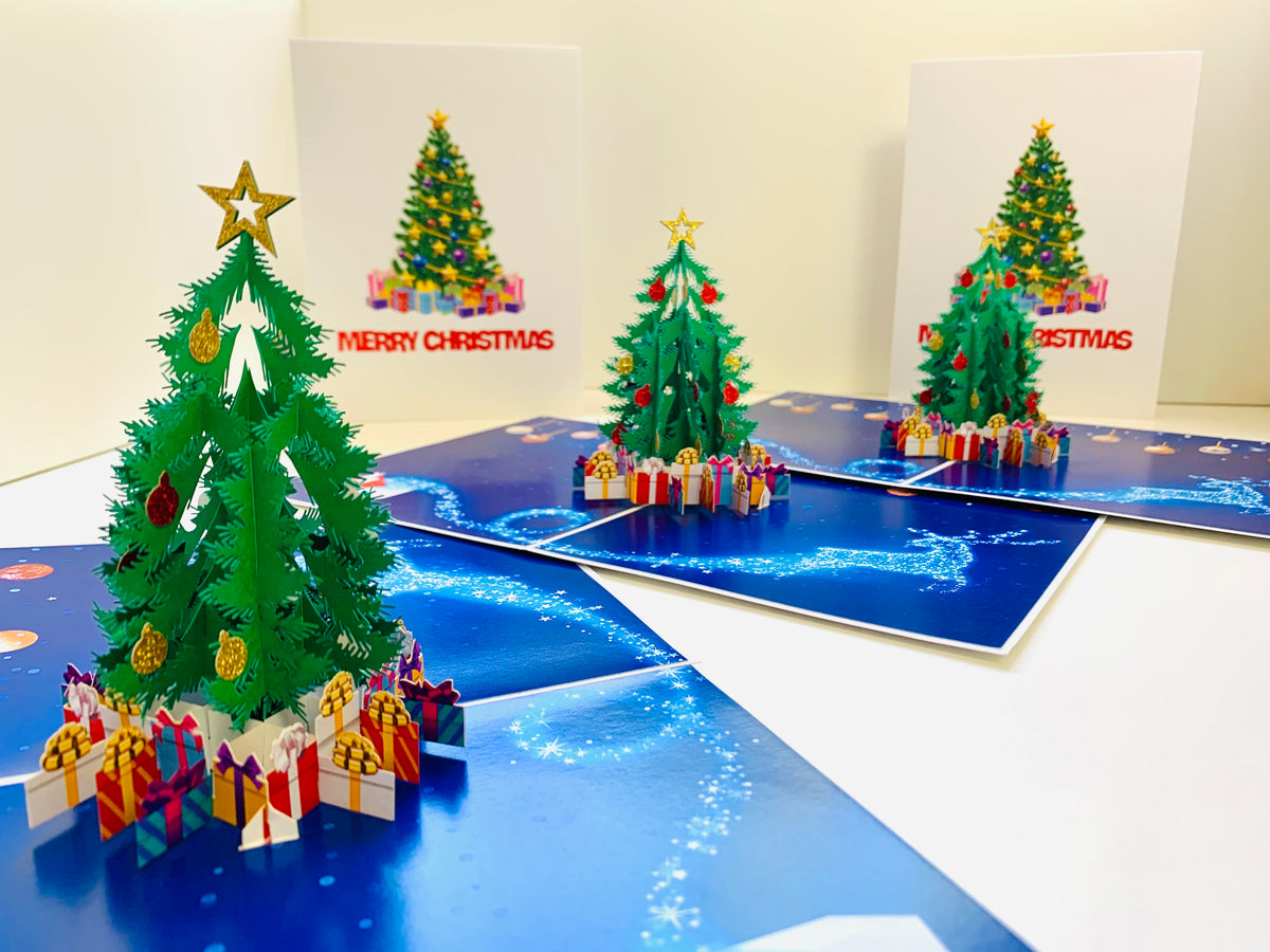 Festive Christmas Tree Origami Pop Cards 3D Pop Up Greeting Card Merry Christmas Thank You Handmade Best Wishes Blank Card Gift Happy Holidays Celebrate the Special Day Moment with Family and Friends