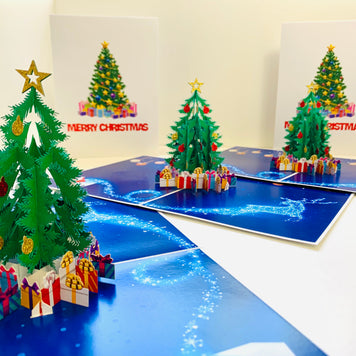 Festive Christmas Tree Origami Pop Cards 3D Pop Up Greeting Card Merry Christmas Thank You Handmade Best Wishes Blank Card Gift Happy Holidays Celebrate the Special Day Moment with Family and Friends