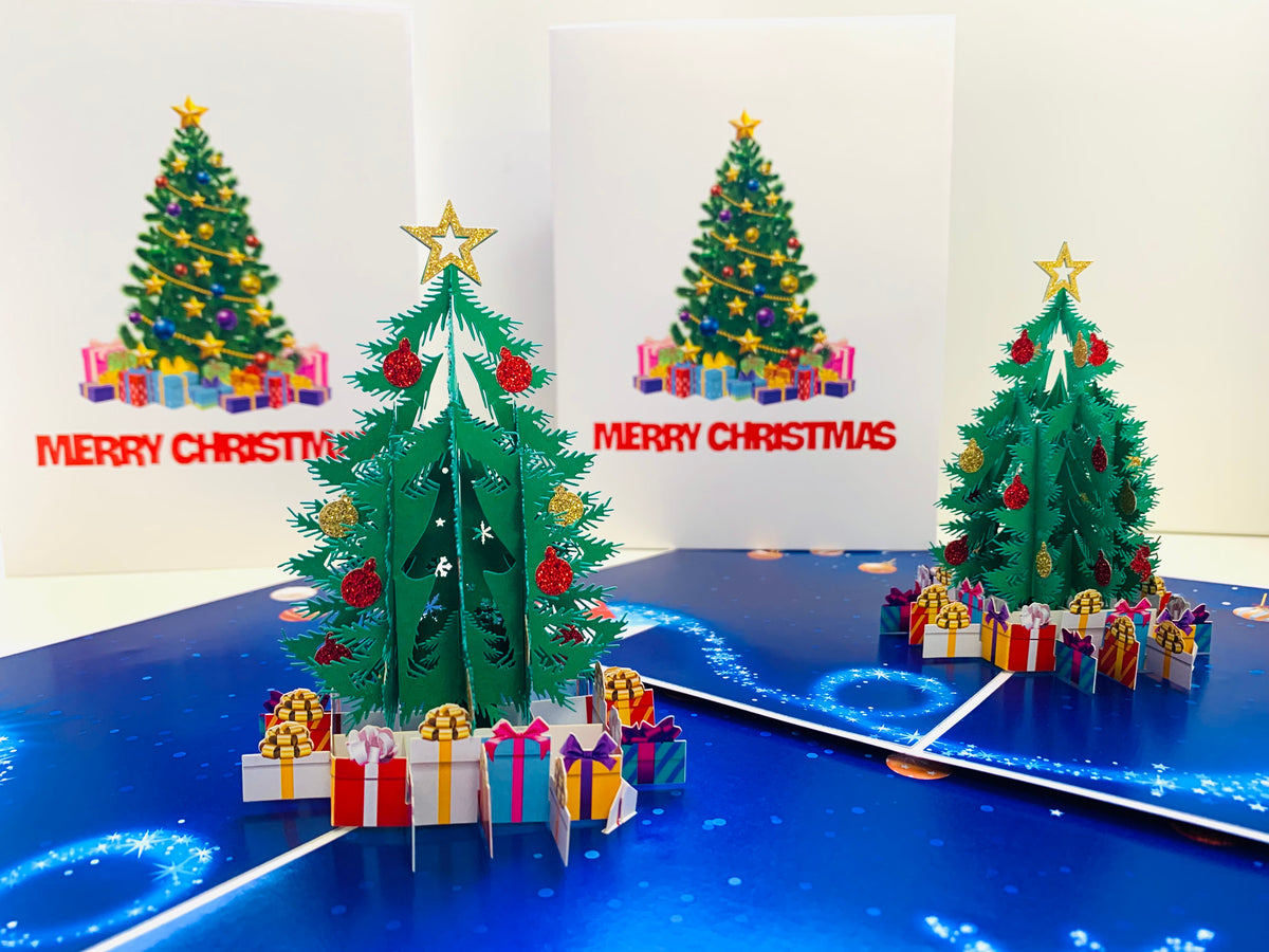 Festive Christmas Tree Origami Pop Cards 3D Pop Up Greeting Card Merry Christmas Thank You Handmade Best Wishes Blank Card Gift Happy Holidays Celebrate the Special Day Moment with Family and Friends