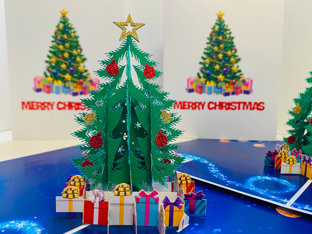 Festive Christmas Tree Origami Pop Cards 3D Pop Up Greeting Card Merry Christmas Thank You Handmade Best Wishes Blank Card Gift Happy Holidays Celebrate the Special Day Moment with Family and Friends