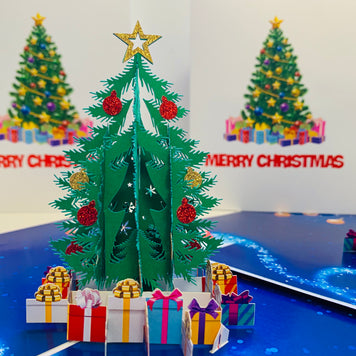Festive Christmas Tree Origami Pop Cards 3D Pop Up Greeting Card Merry Christmas Thank You Handmade Best Wishes Blank Card Gift Happy Holidays Celebrate the Special Day Moment with Family and Friends
