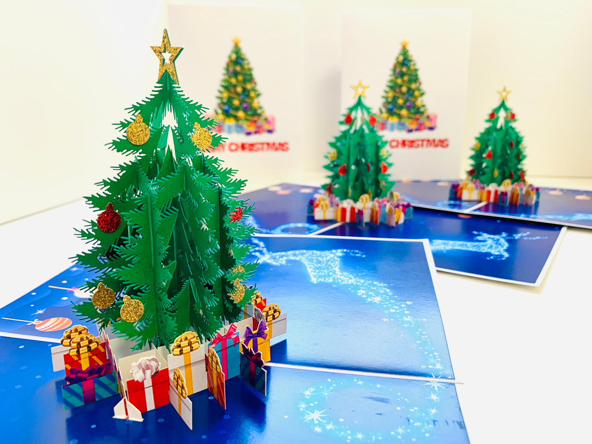 Festive Christmas Tree Origami Pop Cards 3D Pop Up Greeting Card Merry Christmas Thank You Handmade Best Wishes Blank Card Gift Happy Holidays Celebrate the Special Day Moment with Family and Friends