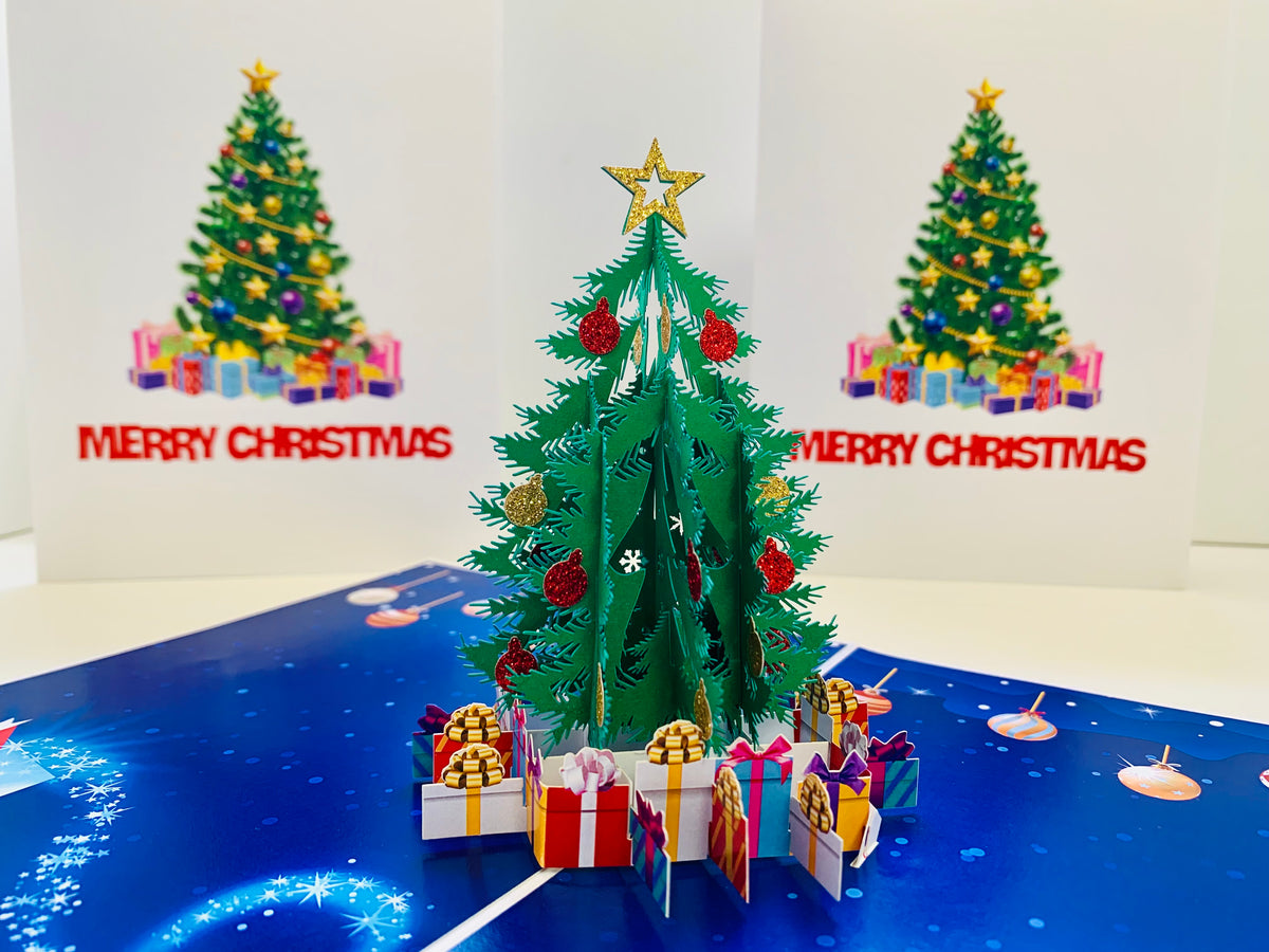 Festive Christmas Tree Origami Pop Cards 3D Pop Up Greeting Card Merry Christmas Thank You Handmade Best Wishes Blank Card Gift Happy Holidays Celebrate the Special Day Moment with Family and Friends