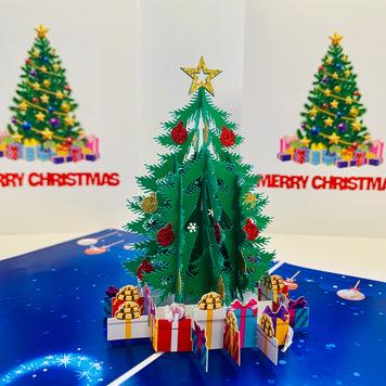 Festive Christmas Tree Origami Pop Cards 3D Pop Up Greeting Card Merry Christmas Thank You Handmade Best Wishes Blank Card Gift Happy Holidays Celebrate the Special Day Moment with Family and Friends