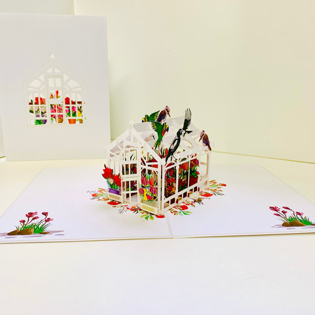 Flourishing Australian Native Greenhouse Garden & Birds Origami Pop Cards 3D Pop Up Greeting Card Celebrate Happy Birthday Thank You Handmade Best Wishes Gift Thinking of You Blank Card for Any Occasion Happy Mother's Day Happy Father's Day Australiana
