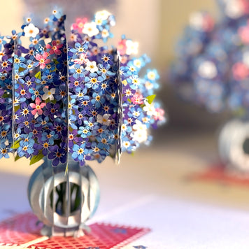 Forget Me Not or Indigo Blue Flowers in Vase Origami Pop Cards 3D Pop Up Greeting Card Happy Birthday Thank You Handmade Gift Thinking of You Blank Card for Any Occasion Happy Mother's Day Happy Father's Australiana Celebrate the Beauty of Flower