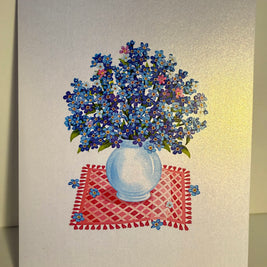 Forget Me Not or Indigo Blue Flowers in Vase Origami Pop Cards 3D Pop Up Greeting Card Happy Birthday Thank You Handmade Gift Thinking of You Blank Card for Any Occasion Happy Mother's Day Happy Father's Australiana Celebrate the Beauty of Flower