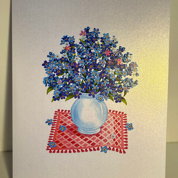 Forget Me Not or Indigo Blue Flowers in Vase Origami Pop Cards 3D Pop Up Greeting Card Happy Birthday Thank You Handmade Gift Thinking of You Blank Card for Any Occasion Happy Mother's Day Happy Father's Australiana Celebrate the Beauty of Flower