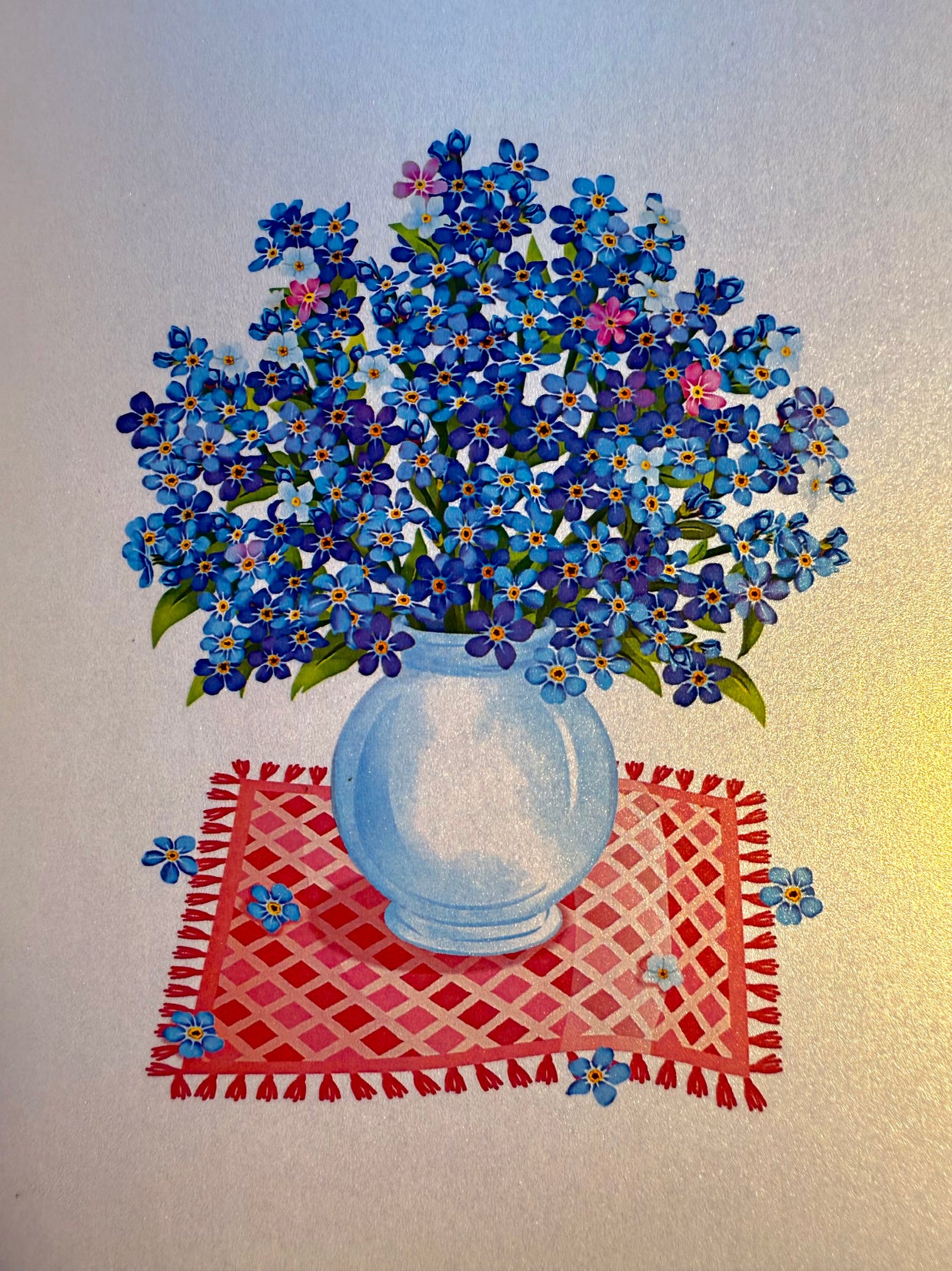 Forget Me Not or Indigo Blue Flowers in Vase Origami Pop Cards 3D Pop Up Greeting Card Happy Birthday Thank You Handmade Gift Thinking of You Blank Card for Any Occasion Happy Mother's Day Happy Father's Australiana Celebrate the Beauty of Flower