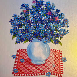 Forget Me Not or Indigo Blue Flowers in Vase Origami Pop Cards 3D Pop Up Greeting Card Happy Birthday Thank You Handmade Gift Thinking of You Blank Card for Any Occasion Happy Mother's Day Happy Father's Australiana Celebrate the Beauty of Flower