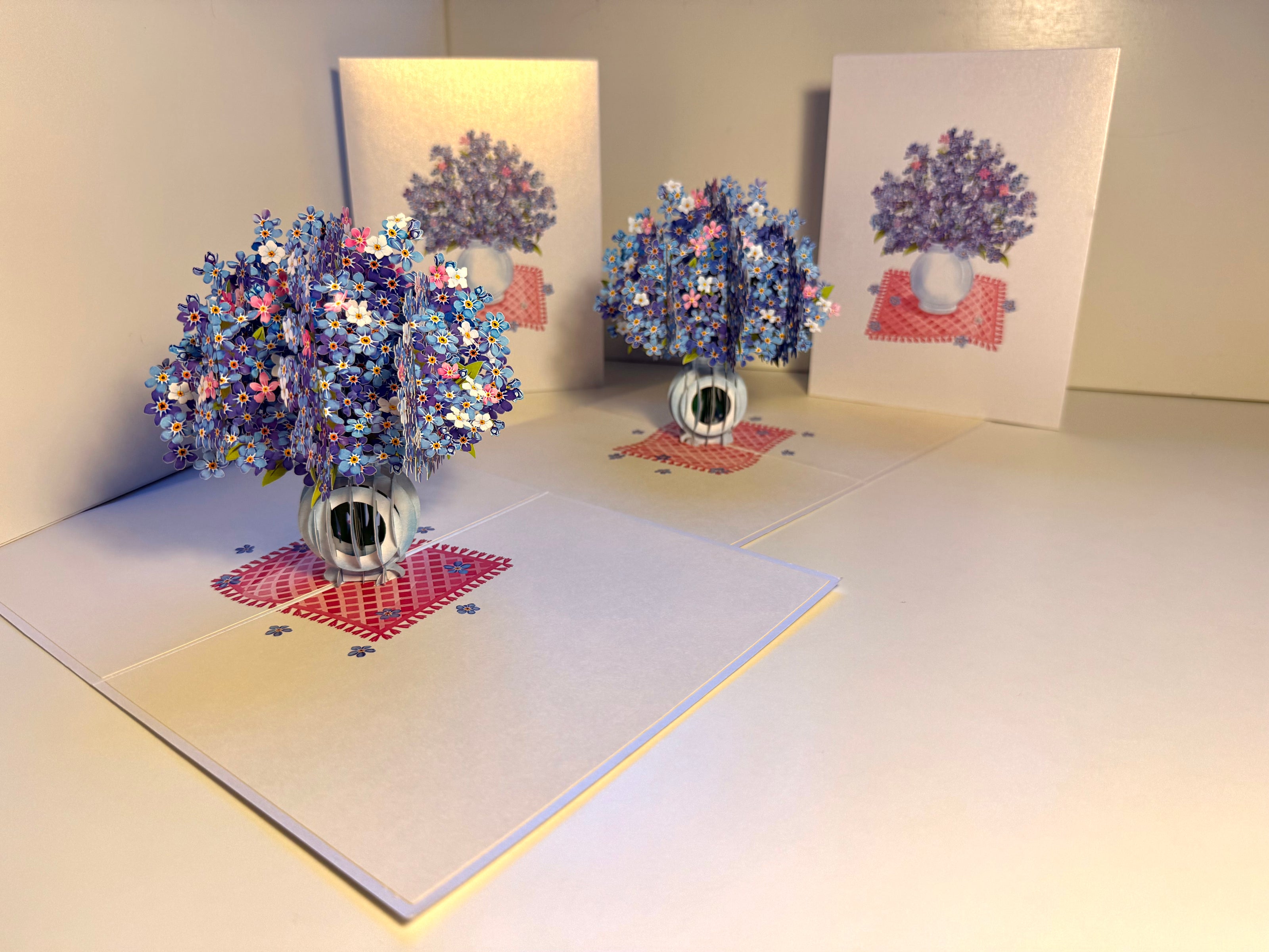 Forget Me Not or Indigo Blue Flowers in Vase Origami Pop Cards 3D Pop Up Greeting Card Happy Birthday Thank You Handmade Gift Thinking of You Blank Card for Any Occasion Happy Mother's Day Happy Father's Australiana Celebrate the Beauty of Flower