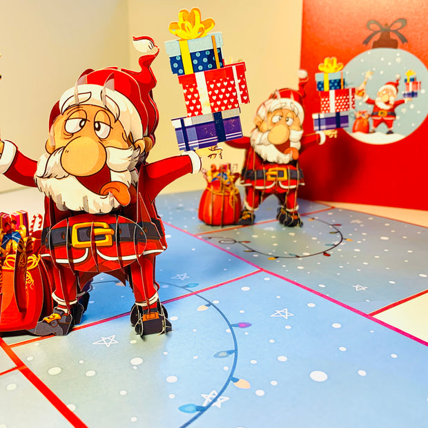 Funny Christmas Card - Santa Claus Designated Driver Origami Pop Cards 3D Pop Up Greeting Card Merry Christmas Thank You Handmade Best Wishes Blank Card Gift Happy Holidays Celebrate the Special Day Moment with Family and Friends