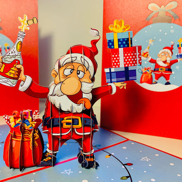 Funny Christmas Card - Santa Claus Designated Driver Origami Pop Cards 3D Pop Up Greeting Card Merry Christmas Thank You Handmade Best Wishes Blank Card Gift Happy Holidays Celebrate the Special Day Moment with Family and Friends