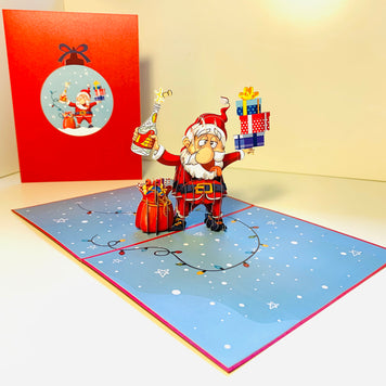Funny Christmas Card - Santa Claus Designated Driver Origami Pop Cards 3D Pop Up Greeting Card Merry Christmas Thank You Handmade Best Wishes Blank Card Gift Happy Holidays Celebrate the Special Day Moment with Family and Friends