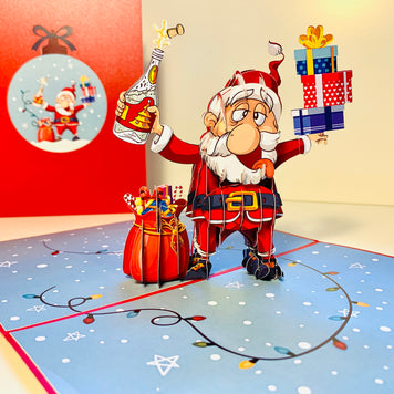 Funny Christmas Card - Santa Claus Designated Driver Origami Pop Cards 3D Pop Up Greeting Card Merry Christmas Thank You Handmade Best Wishes Blank Card Gift Happy Holidays Celebrate the Special Day Moment with Family and Friends