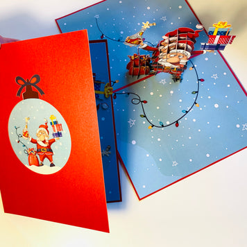 Funny Christmas Card - Santa Claus Designated Driver Origami Pop Cards 3D Pop Up Greeting Card Merry Christmas Thank You Handmade Best Wishes Blank Card Gift Happy Holidays Celebrate the Special Day Moment with Family and Friends