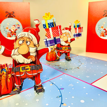 Funny Christmas Card - Santa Claus Designated Driver Origami Pop Cards 3D Pop Up Greeting Card Merry Christmas Thank You Handmade Best Wishes Blank Card Gift Happy Holidays Celebrate the Special Day Moment with Family and Friends