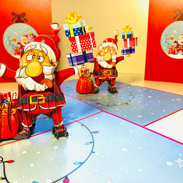 Funny Christmas Card - Santa Claus Designated Driver Origami Pop Cards 3D Pop Up Greeting Card Merry Christmas Thank You Handmade Best Wishes Blank Card Gift Happy Holidays Celebrate the Special Day Moment with Family and Friends
