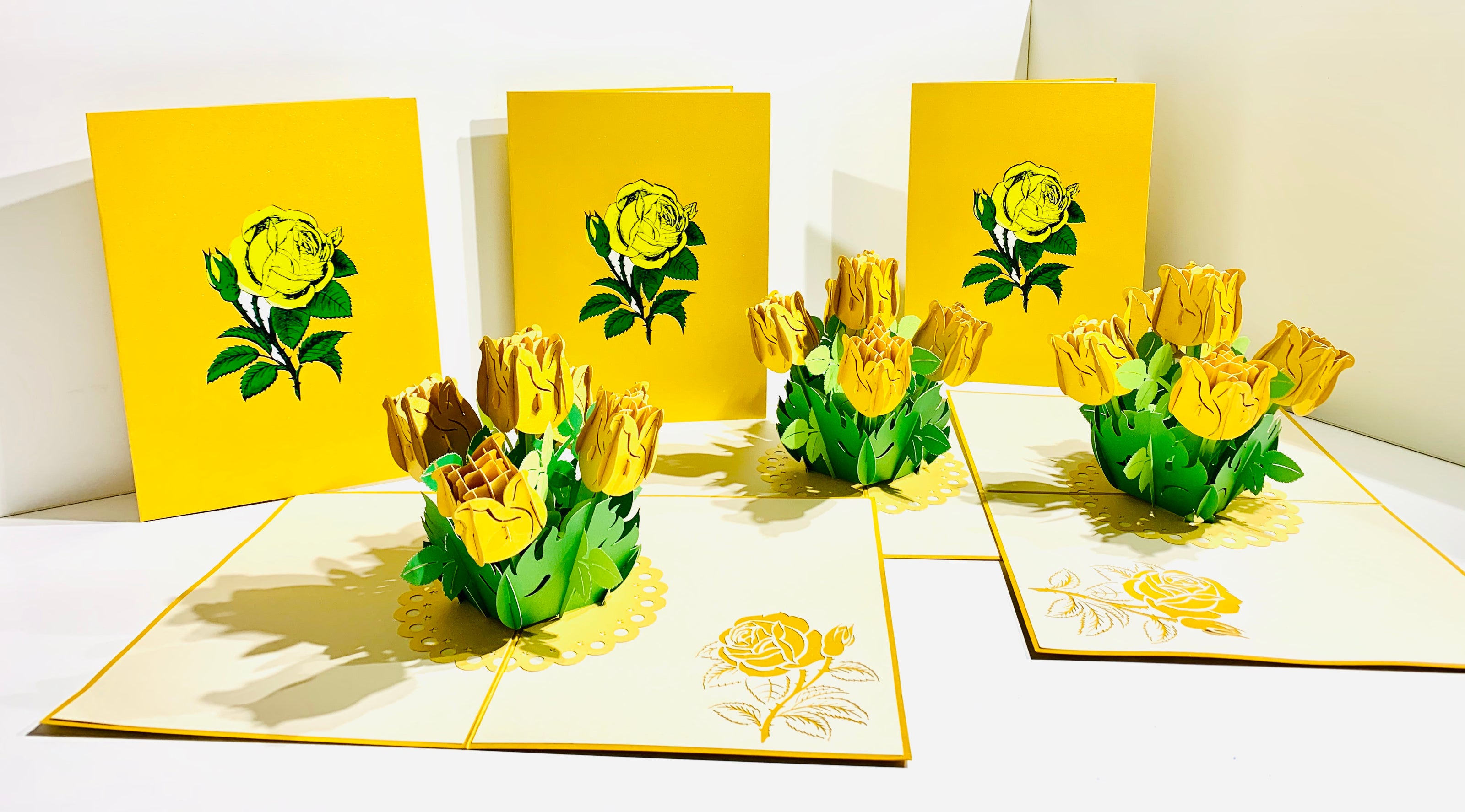 Yellow Rose Bouquet Pop Up Card - Classic & Chic Collection Origami Pop Cards 3D Pop Up Greeting Card Happy Birthday Thank You Handmade Gift Thinking of You Blank Card for Any Occasion Happy Mother's Day Australiana Celebrate the Beauty