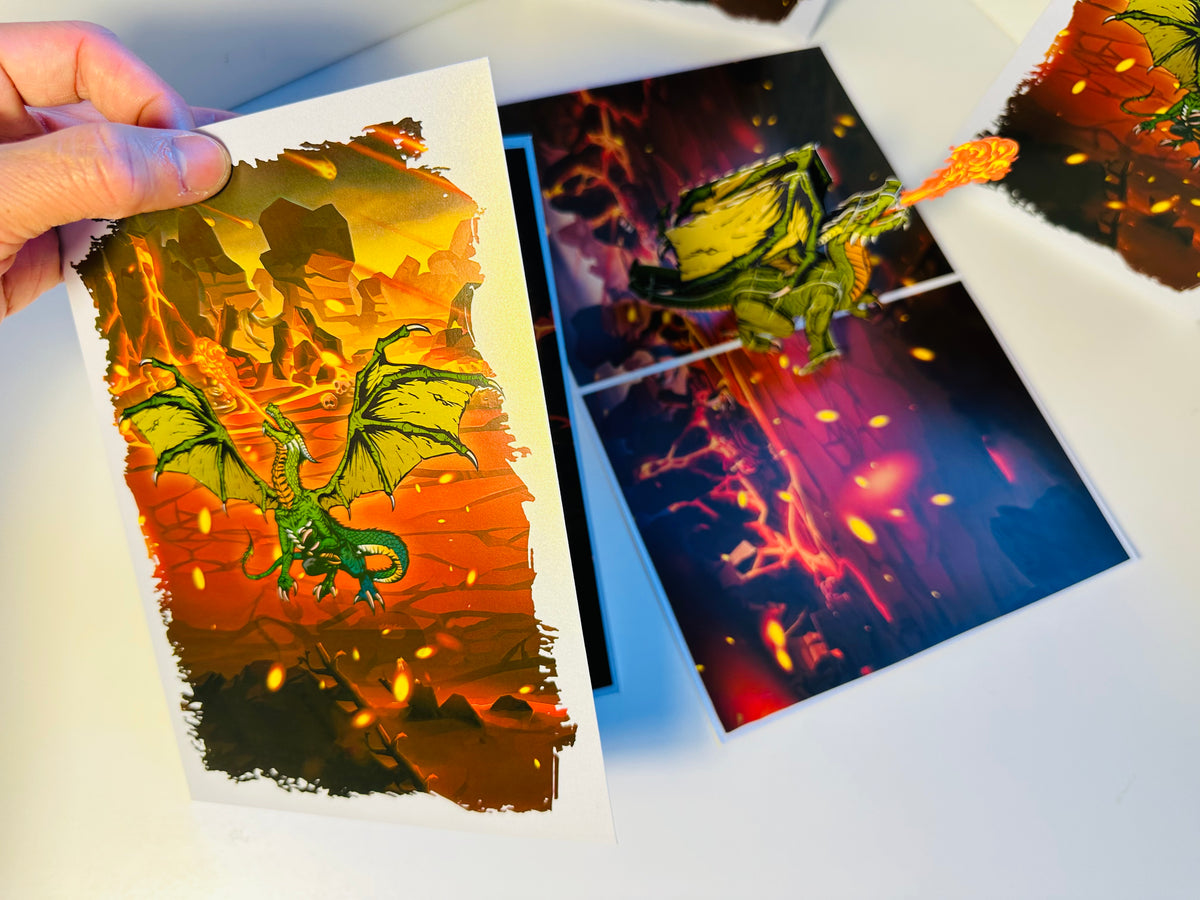 GREEN Fire Breathing Dragon Origami Pop Cards 3D Pop Up Greeting Card Happy Birthday Thank You Handmade Gift Thinking of You Blank Card for Any Occasion Happy Mother's Day Happy Father's Australiana Celebrate the Beauty of Animals Perfect for Boy