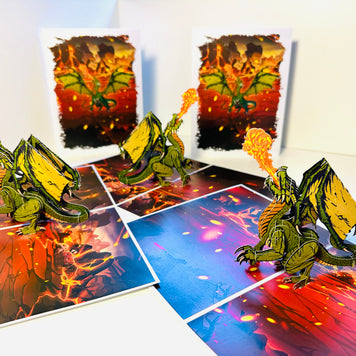 GREEN Fire Breathing Dragon Origami Pop Cards 3D Pop Up Greeting Card Happy Birthday Thank You Handmade Gift Thinking of You Blank Card for Any Occasion Happy Mother's Day Happy Father's Australiana Celebrate the Beauty of Animals Perfect for Boy