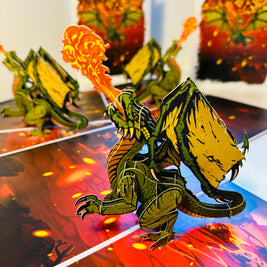 GREEN Fire Breathing Dragon Origami Pop Cards 3D Pop Up Greeting Card Happy Birthday Thank You Handmade Gift Thinking of You Blank Card for Any Occasion Happy Mother's Day Happy Father's Australiana Celebrate the Beauty of Animals Perfect for Boy
