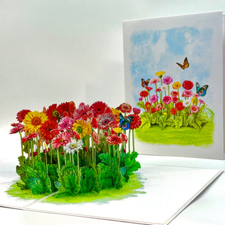 Gerbera Daisy Garden with Butterflies Origami Pop Cards 3D Pop Up Greeting Card Happy Birthday Thank You Handmade Gift Thinking of You Blank Card for Any Occasion Happy Mother's Day Happy Father's Australiana Celebrate the Beauty of Flower