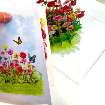 Gerbera Daisy Garden with Butterflies Origami Pop Cards 3D Pop Up Greeting Card Happy Birthday Thank You Handmade Gift Thinking of You Blank Card for Any Occasion Happy Mother's Day Happy Father's Australiana Celebrate the Beauty of Flower