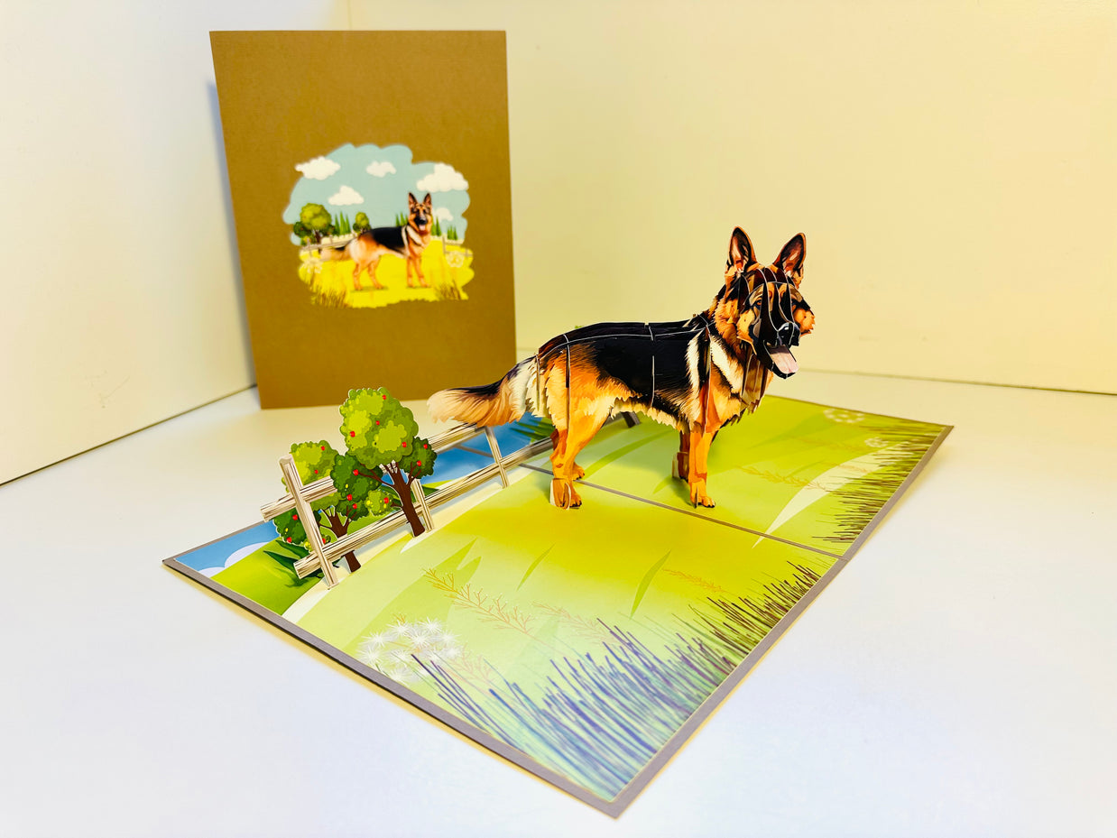 German Shepherd Dog - Perfect for Dog Lovers Origami Pop Cards 3D Pop Up Greeting Card Happy Birthday Thank You Handmade Gift Thinking of You Blank Card for Any Occasion Happy Mother's Day Happy Father's Australiana Celebrate the Beauty of Animals