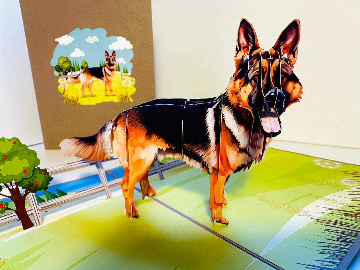 German Shepherd Dog - Perfect for Dog Lovers Origami Pop Cards 3D Pop Up Greeting Card Happy Birthday Thank You Handmade Gift Thinking of You Blank Card for Any Occasion Happy Mother's Day Happy Father's Australiana Celebrate the Beauty of Animals