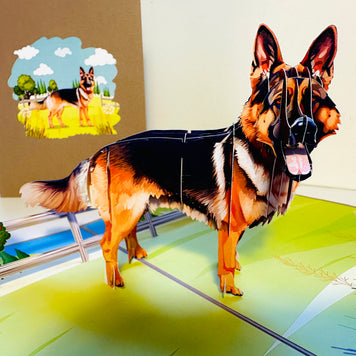 German Shepherd Dog - Perfect for Dog Lovers Origami Pop Cards 3D Pop Up Greeting Card Happy Birthday Thank You Handmade Gift Thinking of You Blank Card for Any Occasion Happy Mother's Day Happy Father's Australiana Celebrate the Beauty of Animals