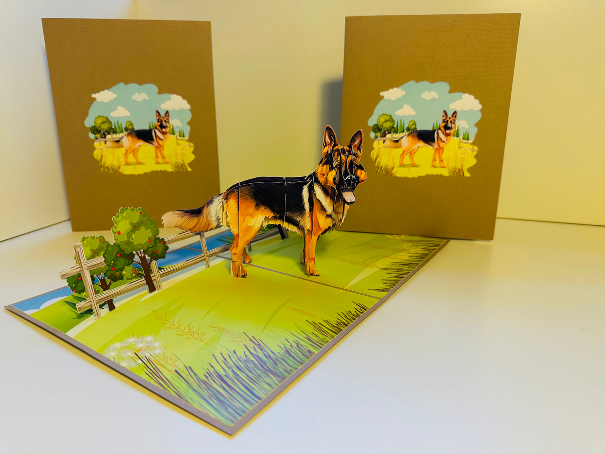 German Shepherd Dog - Perfect for Dog Lovers Origami Pop Cards 3D Pop Up Greeting Card Happy Birthday Thank You Handmade Gift Thinking of You Blank Card for Any Occasion Happy Mother's Day Happy Father's Australiana Celebrate the Beauty of Animals