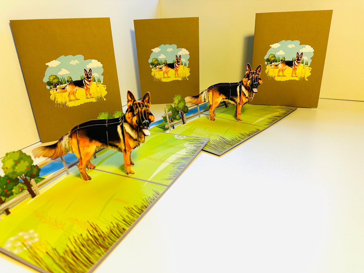 German Shepherd Dog - Perfect for Dog Lovers Origami Pop Cards 3D Pop Up Greeting Card Happy Birthday Thank You Handmade Gift Thinking of You Blank Card for Any Occasion Happy Mother's Day Happy Father's Australiana Celebrate the Beauty of Animals