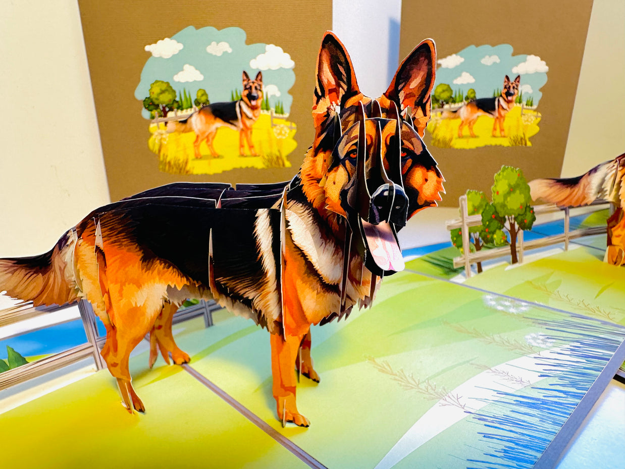 German Shepherd Dog - Perfect for Dog Lovers Origami Pop Cards 3D Pop Up Greeting Card Happy Birthday Thank You Handmade Gift Thinking of You Blank Card for Any Occasion Happy Mother's Day Happy Father's Australiana Celebrate the Beauty of Animals