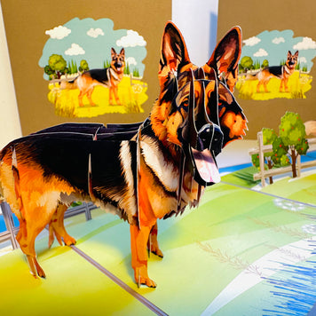 German Shepherd Dog - Perfect for Dog Lovers Origami Pop Cards 3D Pop Up Greeting Card Happy Birthday Thank You Handmade Gift Thinking of You Blank Card for Any Occasion Happy Mother's Day Happy Father's Australiana Celebrate the Beauty of Animals