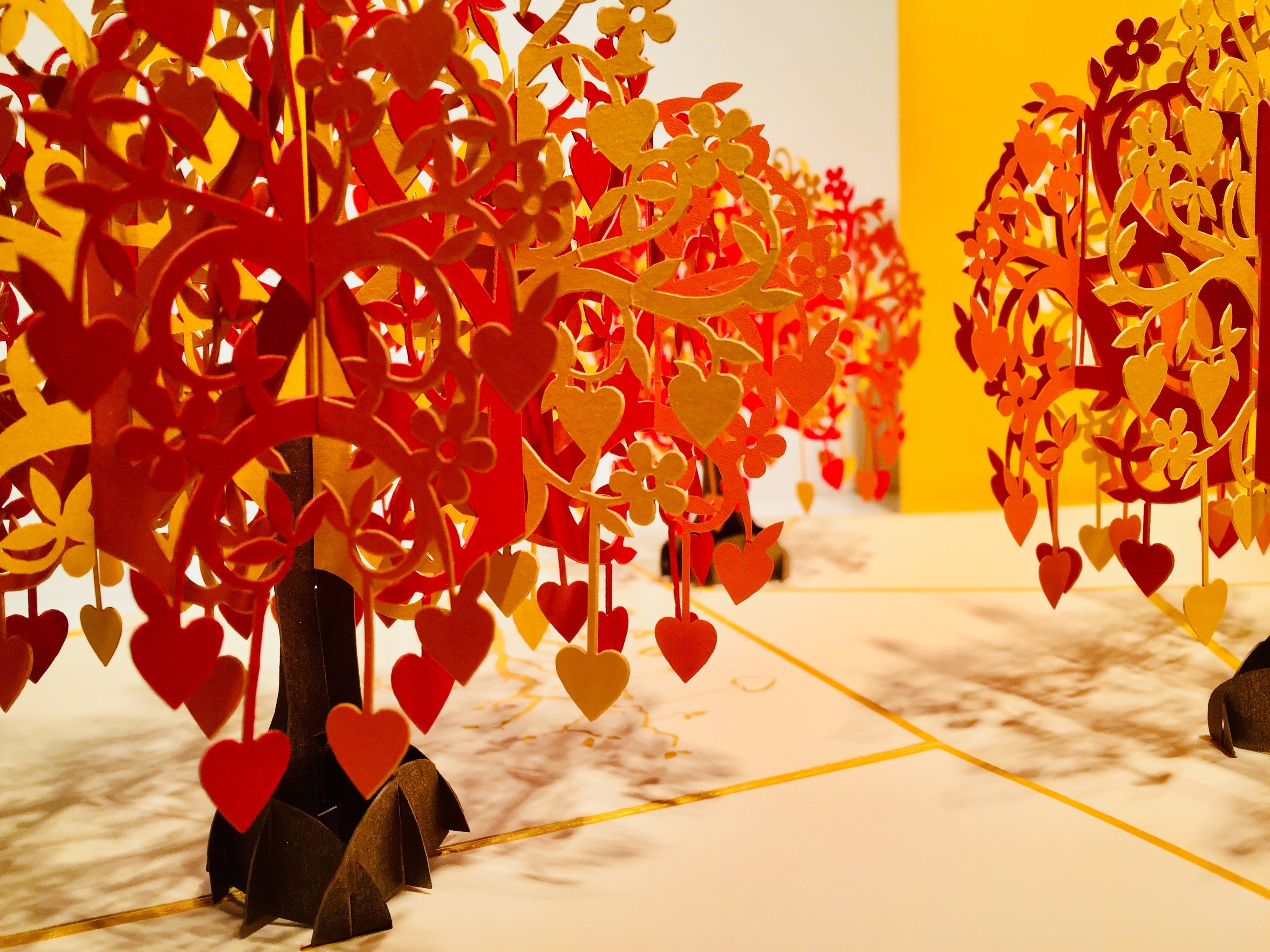 Giant Autumn Tree of Love Hearts 3D POP UP GREETING CARD - Created by Origami Pop Cards Australian Design & Handmade 3D Pop Up Magical Paper Cards, Handmade Pop Up Cards Happy Valentine's Day Celebrate Love Heart Fell and Romantic