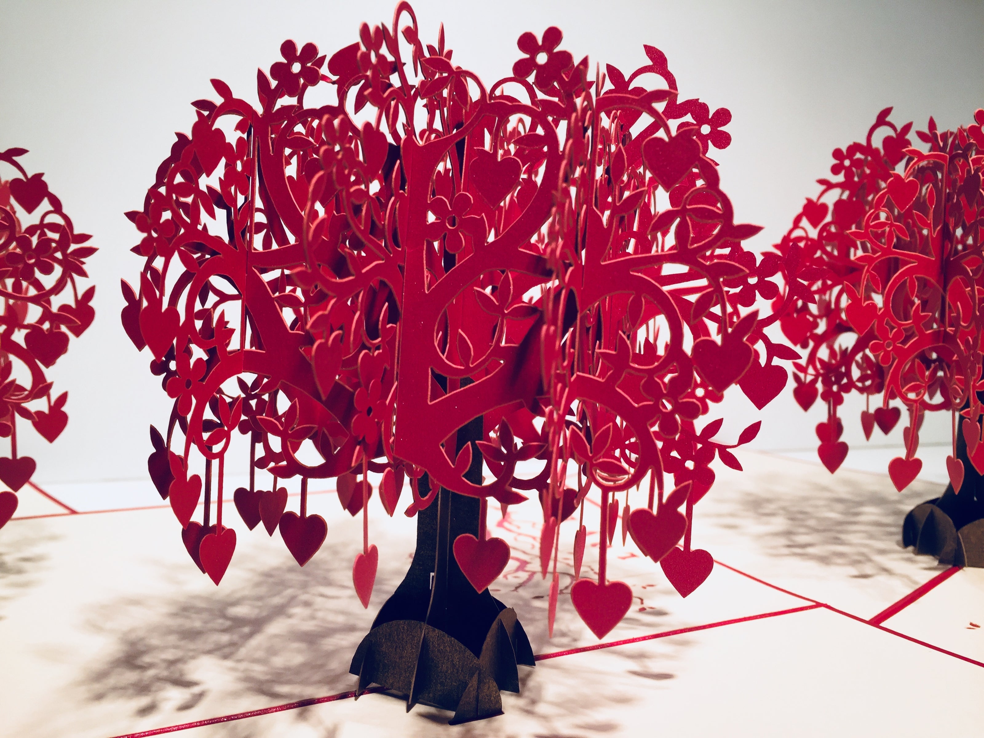 Giant Red Tree of Love Hearts 3D POP UP GREETING CARD - Created by Origami Pop Cards Australian Design & Handmade 3D Pop Up Magical Paper Cards, Handmade Pop Up Cards Happy Valentine's Day Celebrate Love Heart Fell and Romantic
