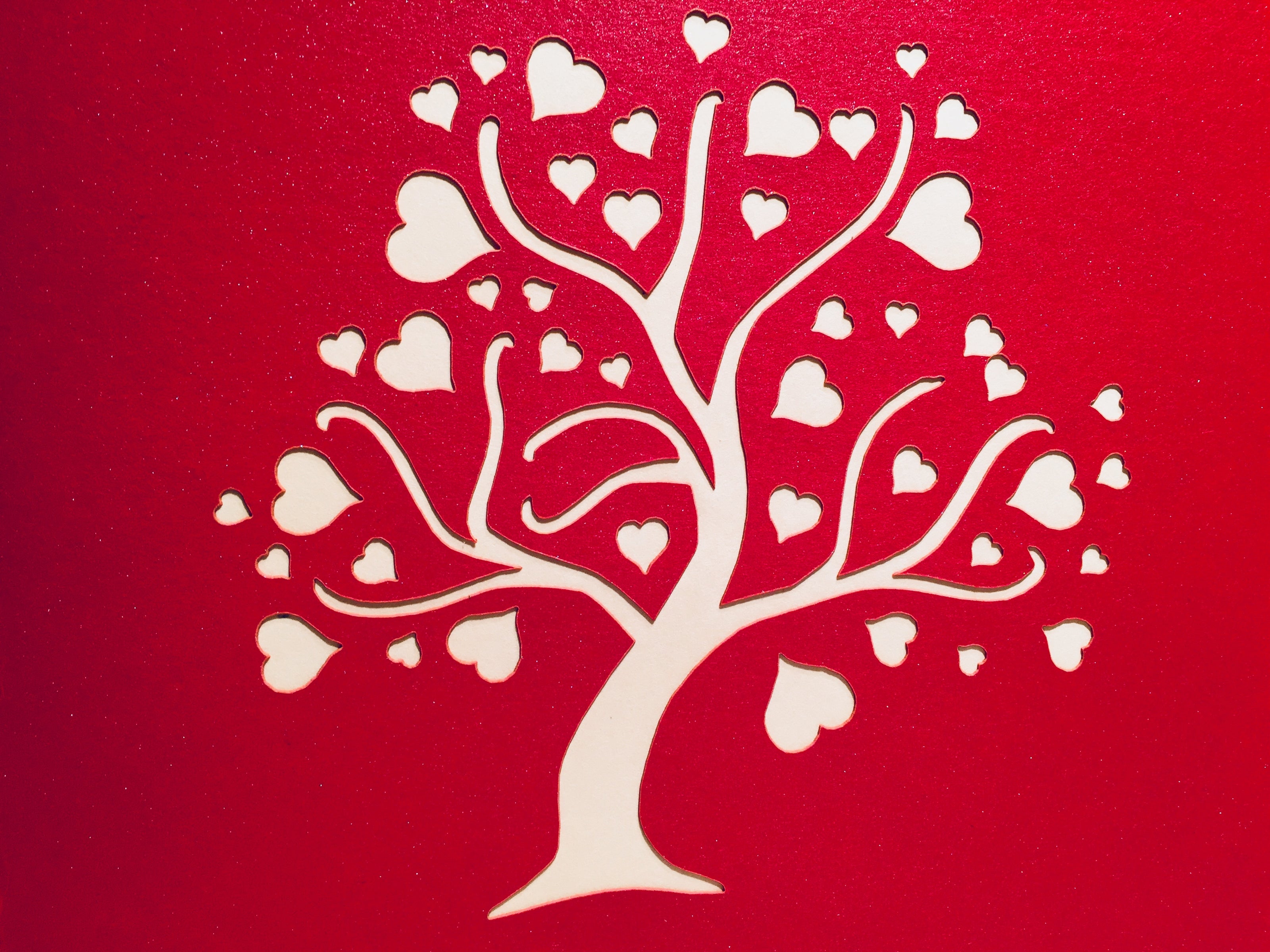 Giant Red Tree of Love Hearts 3D POP UP GREETING CARD - Created by Origami Pop Cards Australian Design & Handmade 3D Pop Up Magical Paper Cards, Handmade Pop Up Cards Happy Valentine's Day Celebrate Love Heart Fell and Romantic
