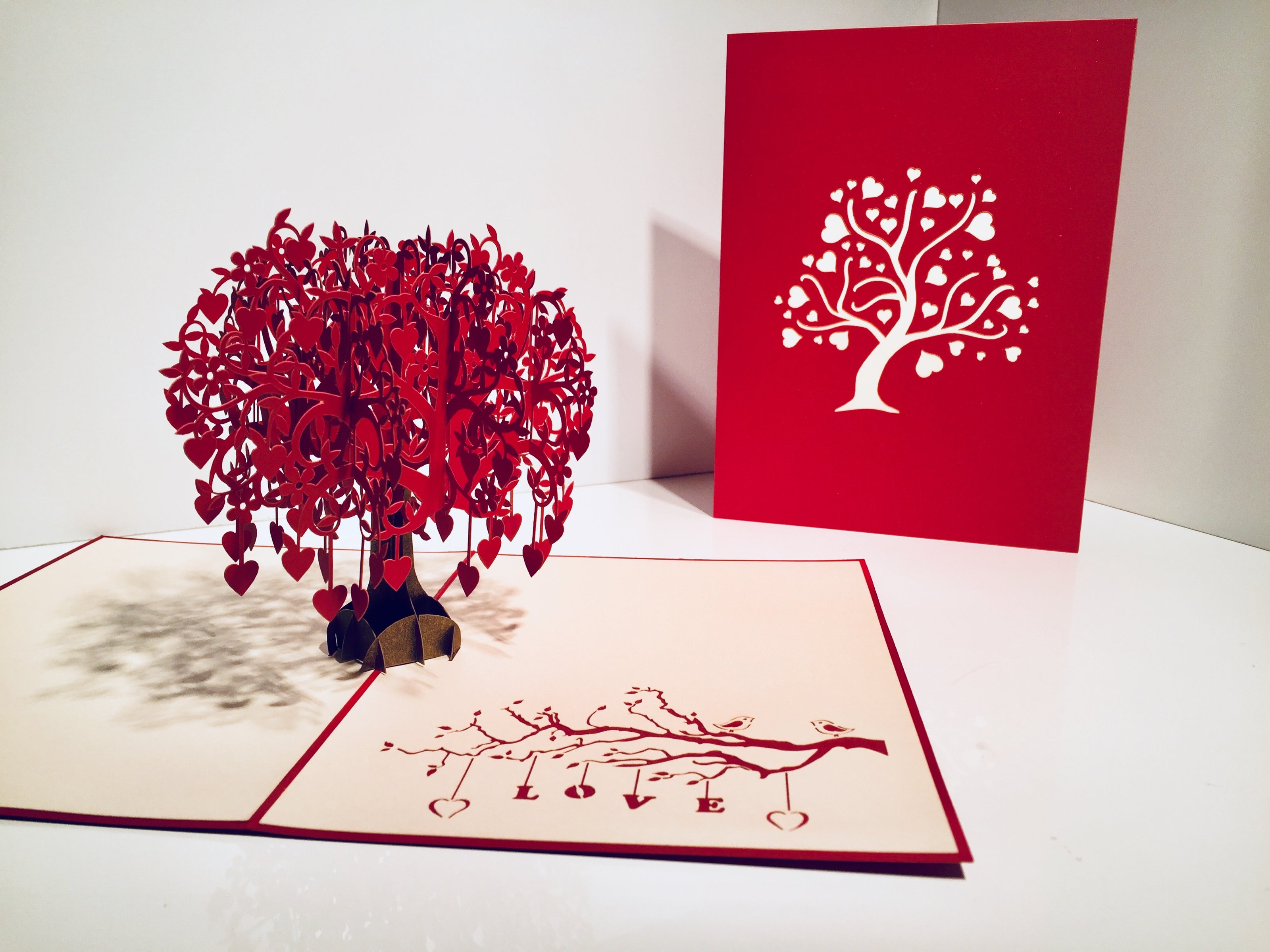 Giant Red Tree of Love Hearts 3D POP UP GREETING CARD - Created by Origami Pop Cards Australian Design & Handmade 3D Pop Up Magical Paper Cards, Handmade Pop Up Cards Happy Valentine's Day Celebrate Love Heart Fell and Romantic