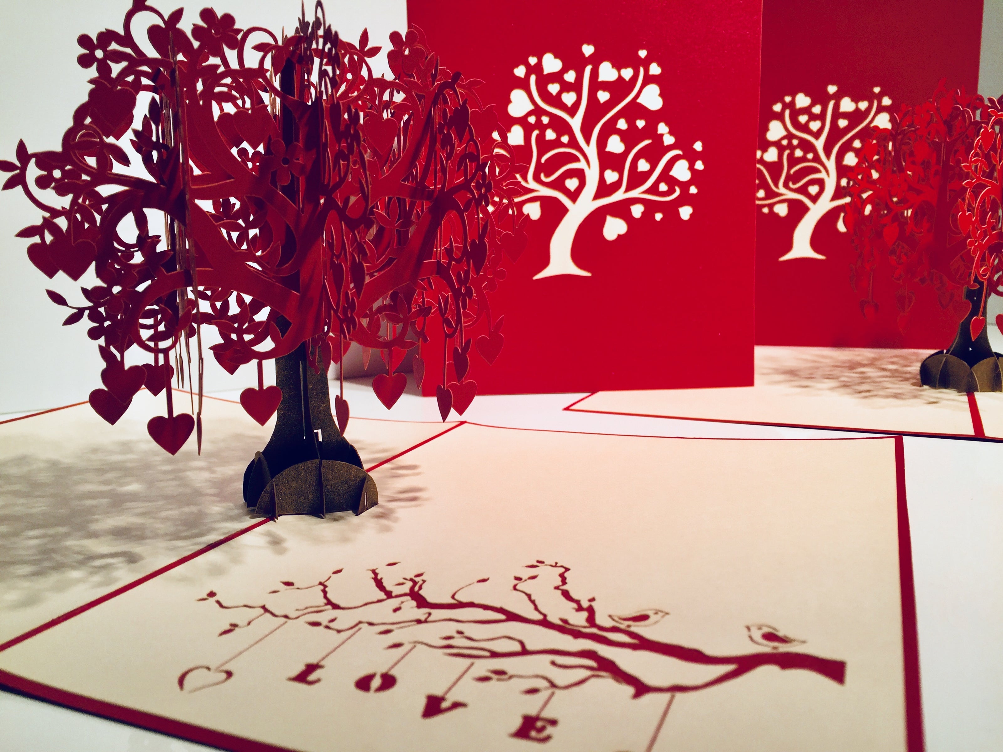 Giant Red Tree of Love Hearts 3D POP UP GREETING CARD - Created by Origami Pop Cards Australian Design & Handmade 3D Pop Up Magical Paper Cards, Handmade Pop Up Cards Happy Valentine's Day Celebrate Love Heart Fell and Romantic