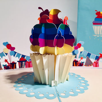 Giant Turquoise Cupcake Origami Pop Cards 3D Pop Up Greeting Card Thank You Handmade Gift Thinking of You Happy Birthday Occasion Australiana Celebrate the Beauty and Happiness During Special Day Best Wishes Gift