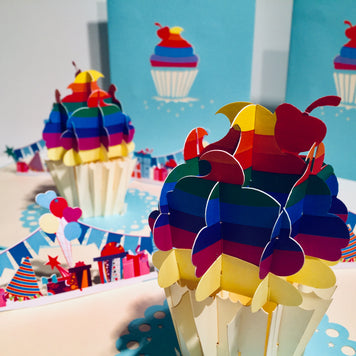 Giant Turquoise Cupcake Origami Pop Cards 3D Pop Up Greeting Card Thank You Handmade Gift Thinking of You Happy Birthday Occasion Australiana Celebrate the Beauty and Happiness During Special Day Best Wishes Gift