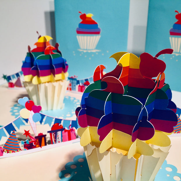 Giant Turquoise Cupcake Origami Pop Cards 3D Pop Up Greeting Card Thank You Handmade Gift Thinking of You Happy Birthday Occasion Australiana Celebrate the Beauty and Happiness During Special Day Best Wishes Gift