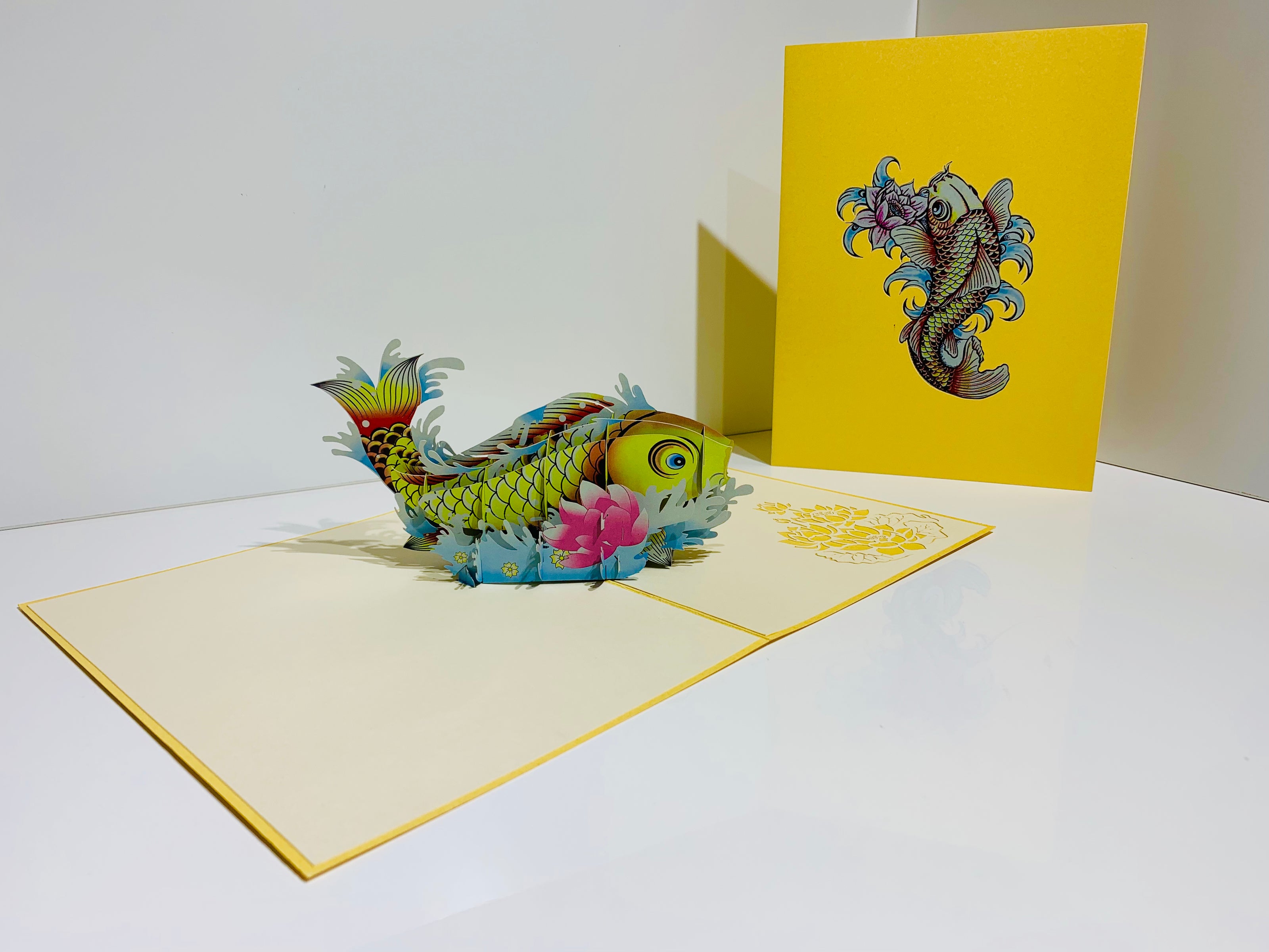 Gold Koi Japanese Fish Origami Pop Cards 3D Pop Up Greeting Card Happy Birthday Thank You Handmade Gift Thinking of You Blank Card for Any Occasion Happy Mother's Day Happy Father's Australiana Celebrate the Beauty of Flower