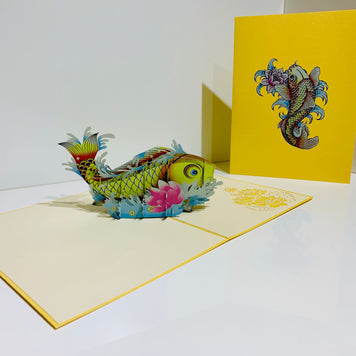 Gold Koi Japanese Fish Origami Pop Cards 3D Pop Up Greeting Card Happy Birthday Thank You Handmade Gift Thinking of You Blank Card for Any Occasion Happy Mother's Day Happy Father's Australiana Celebrate the Beauty of Flower