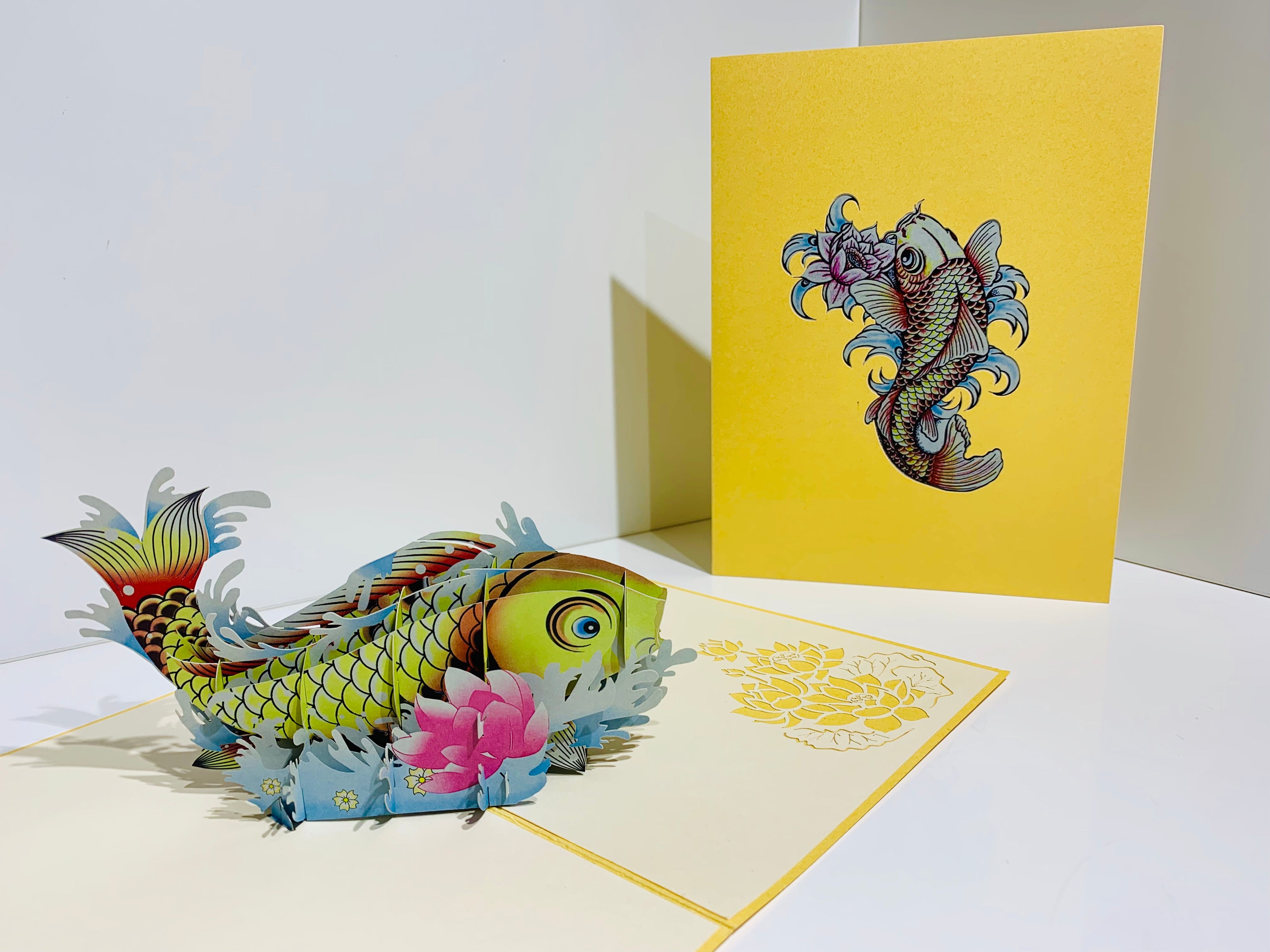 Gold Koi Japanese Fish Origami Pop Cards 3D Pop Up Greeting Card Happy Birthday Thank You Handmade Gift Thinking of You Blank Card for Any Occasion Happy Mother's Day Happy Father's Australiana Celebrate the Beauty of Flower