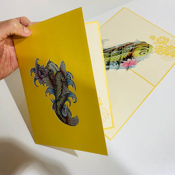 Gold Koi Japanese Fish Origami Pop Cards 3D Pop Up Greeting Card Happy Birthday Thank You Handmade Gift Thinking of You Blank Card for Any Occasion Happy Mother's Day Happy Father's Australiana Celebrate the Beauty of Flower