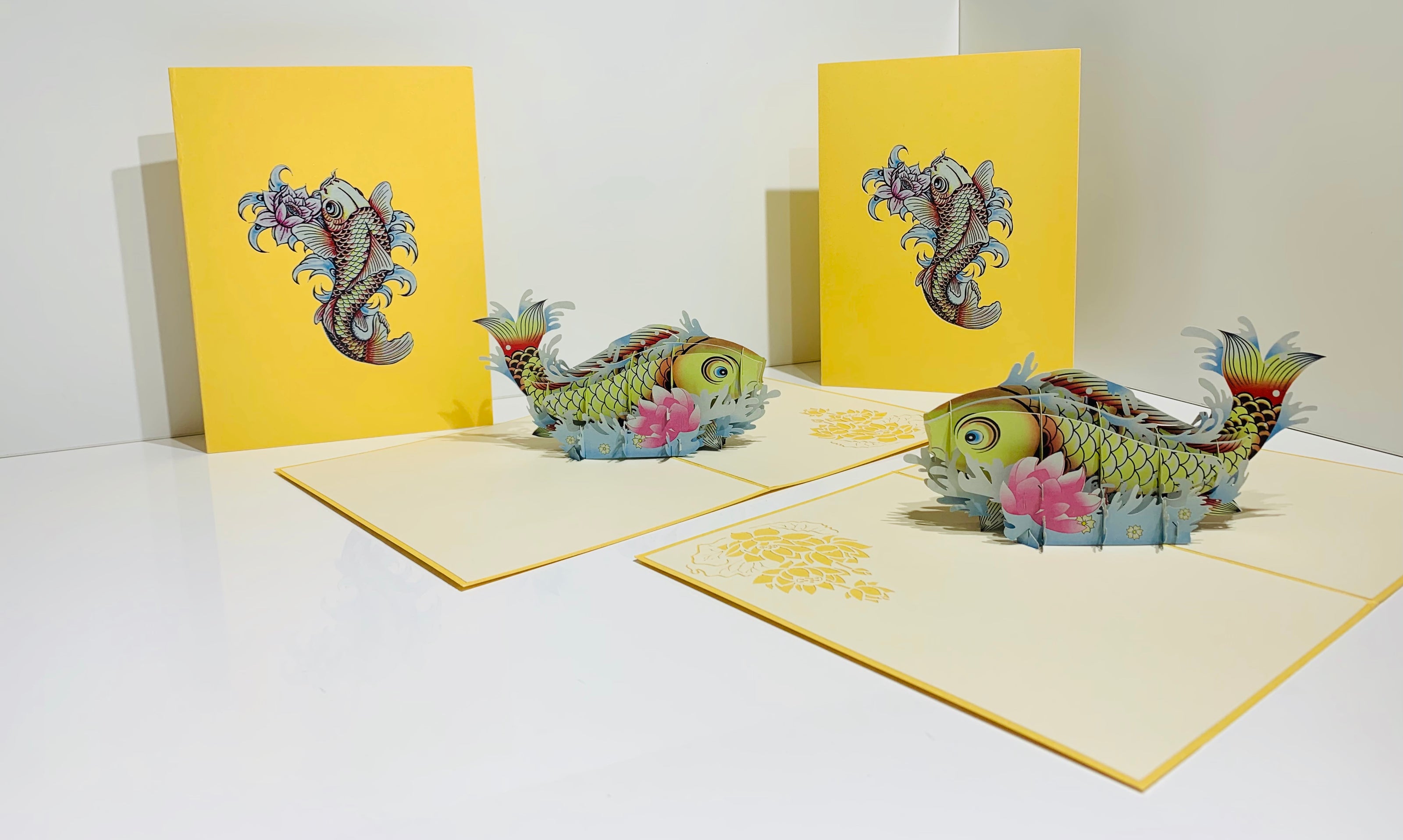 Gold Koi Japanese Fish Origami Pop Cards 3D Pop Up Greeting Card Happy Birthday Thank You Handmade Gift Thinking of You Blank Card for Any Occasion Happy Mother's Day Happy Father's Australiana Celebrate the Beauty of Flower